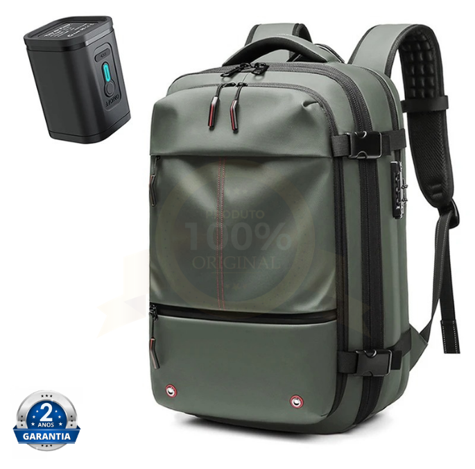 Mochila Bagtron na cor Verde Brasil com bomba de ar e selo de garantia